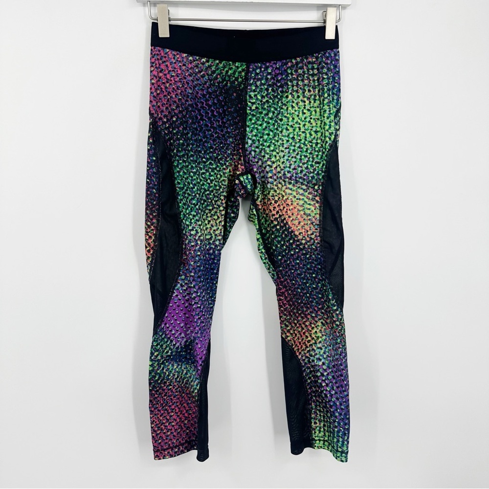 Nike Pro Hyper Cool Mid Length Colorful Leggings Size Medium Sheer Gym Running